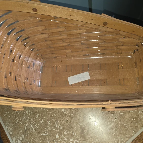 Longaberger Brown Woven Basket with Clear Liner - Picture 2 of 6